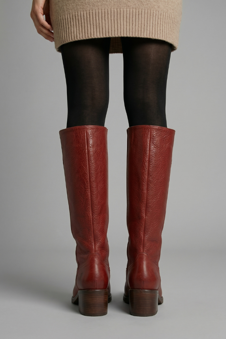 Violet | Women's Leather Block Heel Mid Calf Boots