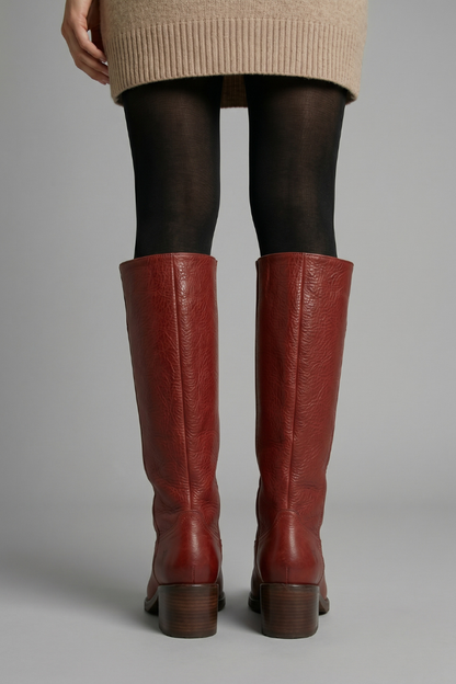 Violet | Women's Leather Block Heel Mid Calf Boots