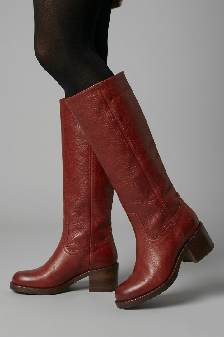 Violet | Women's Leather Block Heel Mid Calf Boots