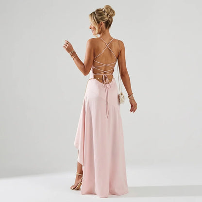 Violet | Women's Satin Asymmetric Ruffle Gown