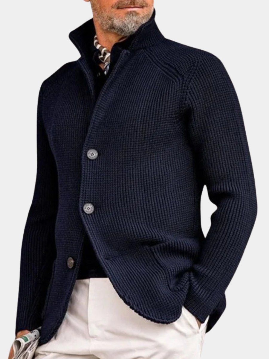 Wayne | Men's Sophisticated Button Cardigan with Stand Collar