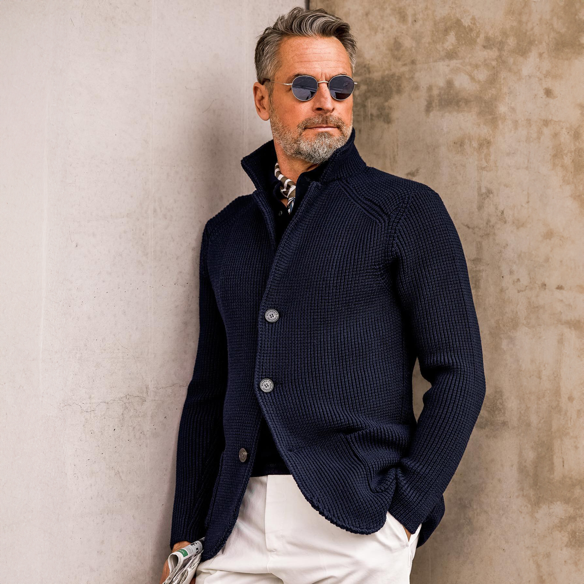 Wayne | Men's Sophisticated Button Cardigan with Stand Collar