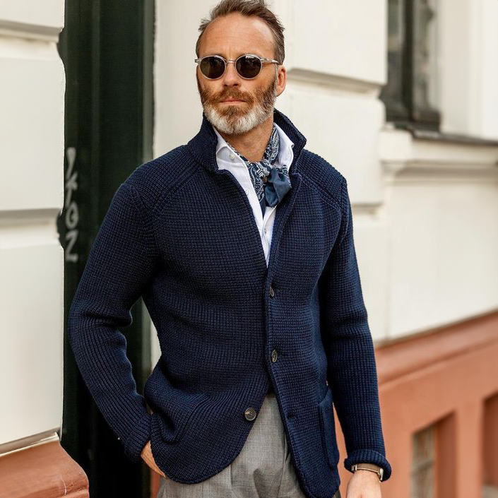 Wayne | Men's Sophisticated Button Cardigan with Stand Collar