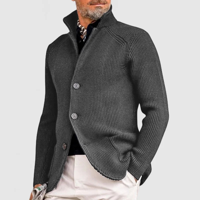 Wayne | Men's Sophisticated Button Cardigan with Stand Collar