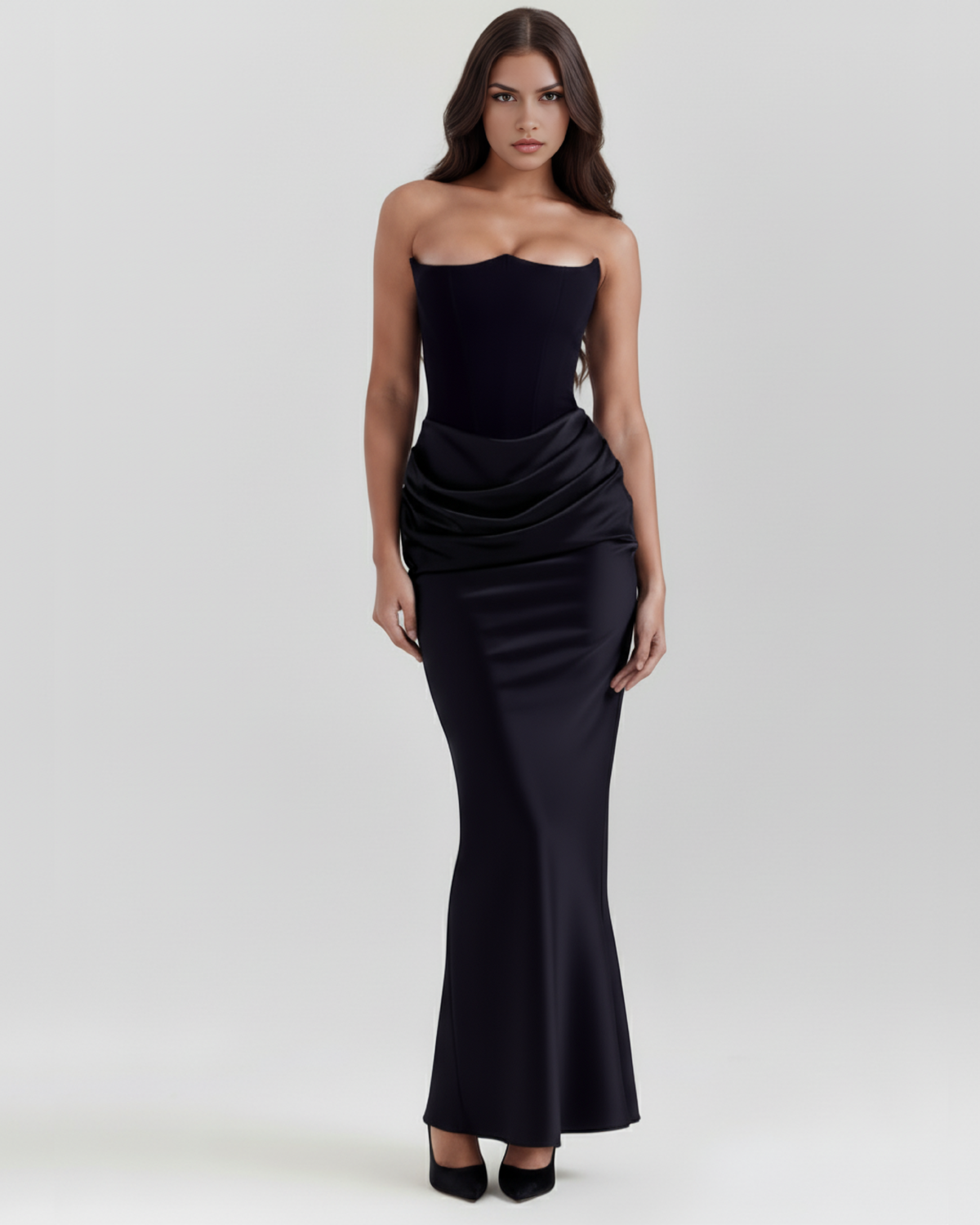 Wendy | Women's Strapless Satin Corset Evening Dress