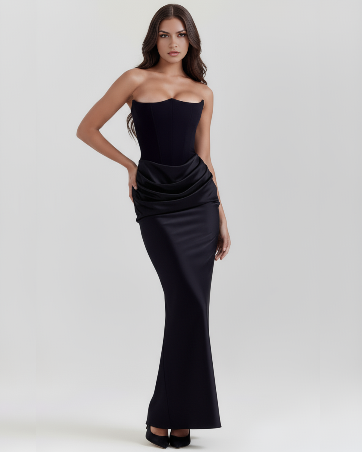 Wendy | Women's Strapless Satin Corset Evening Dress
